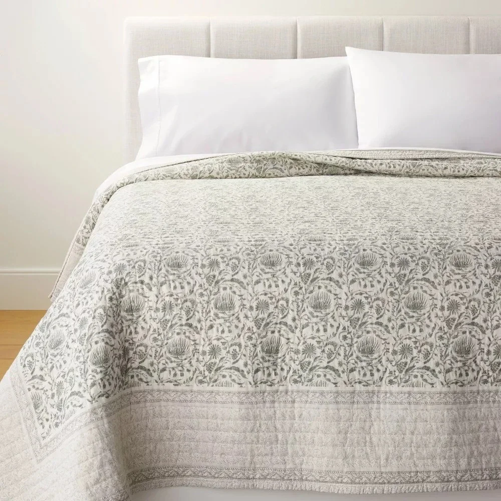 King Decorative Border Cotton Slub Print Quilt - Threshold Studio McGee